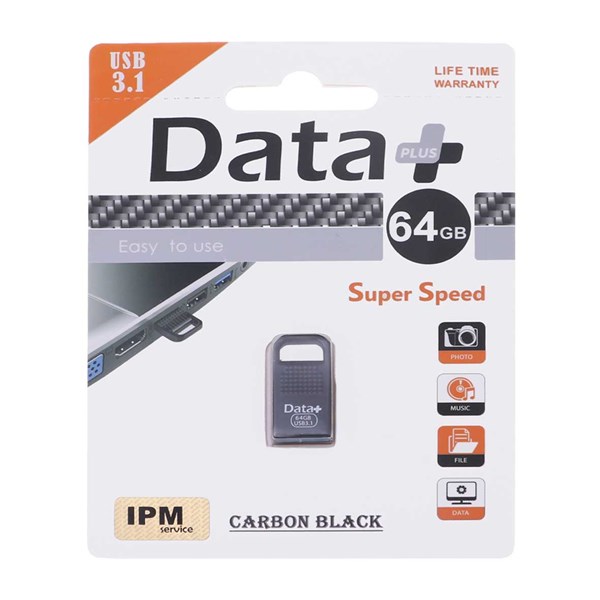 Data Plus Carbon Black USB3.1 Flash Memory-64GB-مشکی (گارانتی مادام العمر IPM)