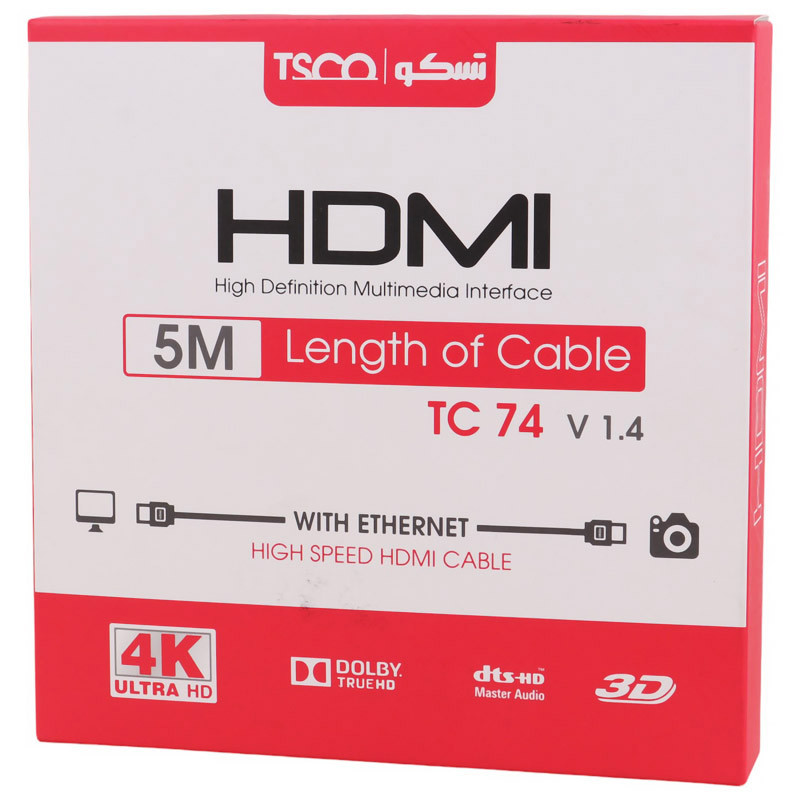 کابل HDMI 4K تسکو TC-74 3D طول 5 متر