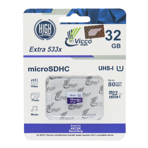 رم میکرو 32 گیگ ویکومن Vicco Extra U1 80MB/s