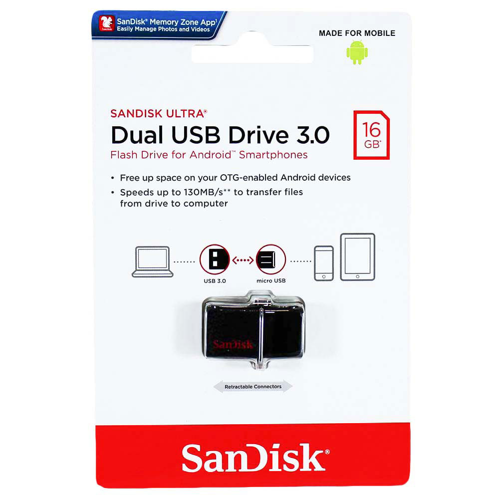 فلش 16 گیگ سن دیسک SanDisk Ultra Dual OTG USB3.0