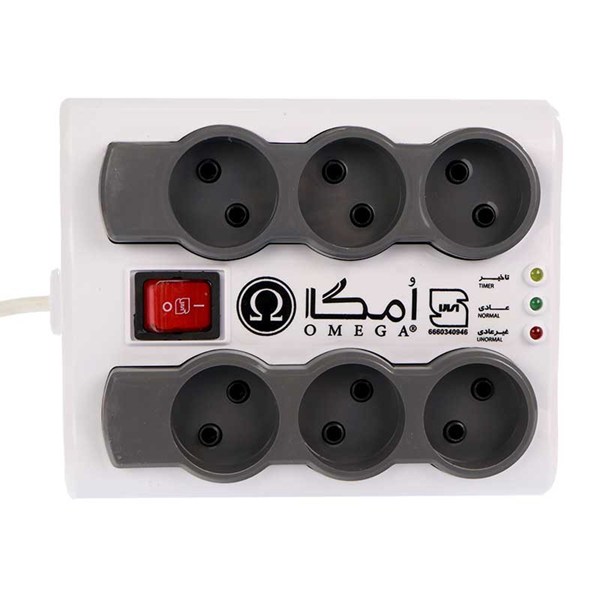 محافظ برق صوتی تصویری 6 خانه امگا P6000 با کابل 3 متری