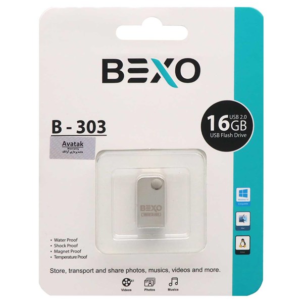 فلش مموری BEXO USB2.0 مدل B-303 ظرفیت 16GB - نقره ای (گارانتی داده پردازی آواتک)