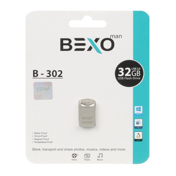 فلش مموری BEXO USB2.0 مدل B-302 ظرفیت 32GB - نقره ای (گارانتی داده پردازی آواتک)