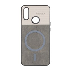 قاب Puloka دو تکه طرح چرم و کبریتی Magnet فلزی Samsung Galaxy A10s - خاکستری