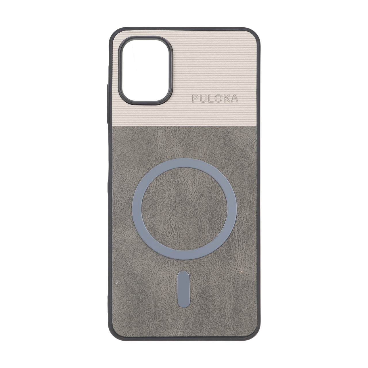 قاب Puloka دو تکه طرح چرم و کبریتی Magnet فلزی Samsung Galaxy A06 - خاکستری
