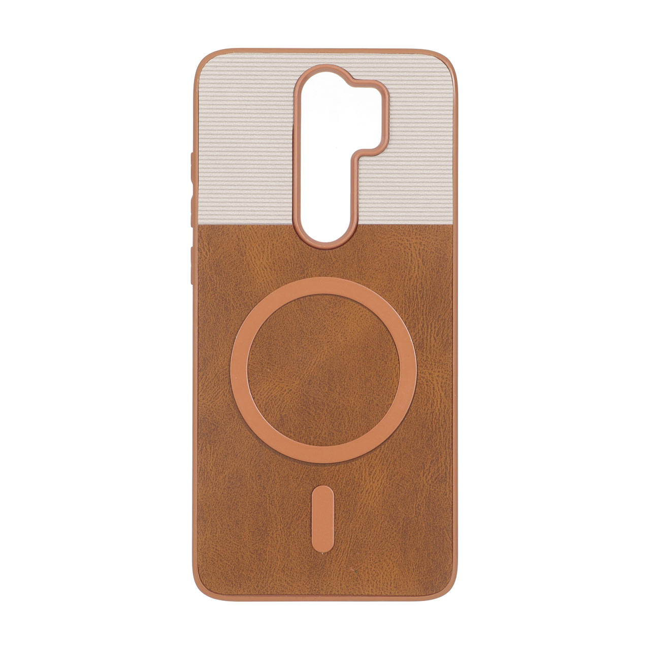 قاب Puloka دو تکه طرح چرم و کبریتی Magnet فلزی Xiaomi Redmi Note 8 Pro - قهوه ای