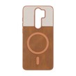 قاب Puloka دو تکه طرح چرم و کبریتی Magnet فلزی Xiaomi Redmi Note 8 Pro - قهوه ای