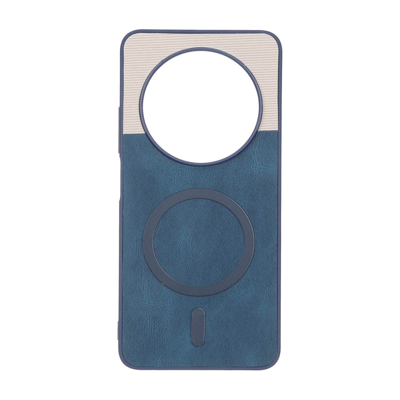 قاب Puloka دو تکه طرح چرم و کبریتی Magnet فلزی Xiaomi Redmi 14C / Redmi A4 / Poco C75 - سرمه ای