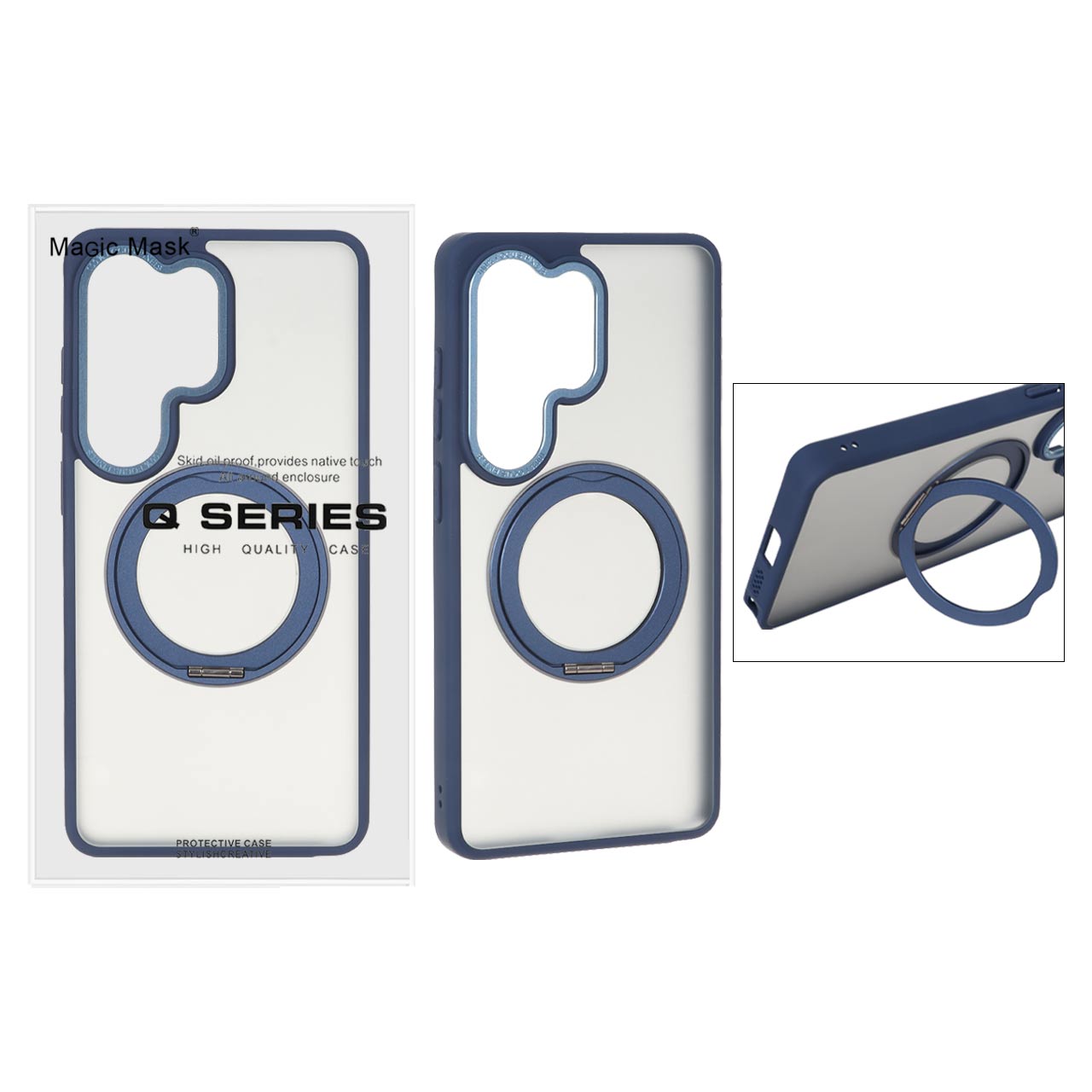 قاب اورجینال Magic Mask استند چرخشی Magsafe مدل Samsung Galaxy S26 Ultra - سرمه ای (پک دار)