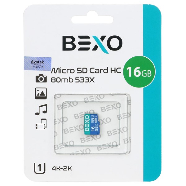 کارت حافظه BEXO MICROSDHC مدل Extra 533X کلاس U1 / 10 استاندارد UHS-I سرعت 80MB/s ظرفیت 16GB - (گارانتی داده پردازی آواتک)