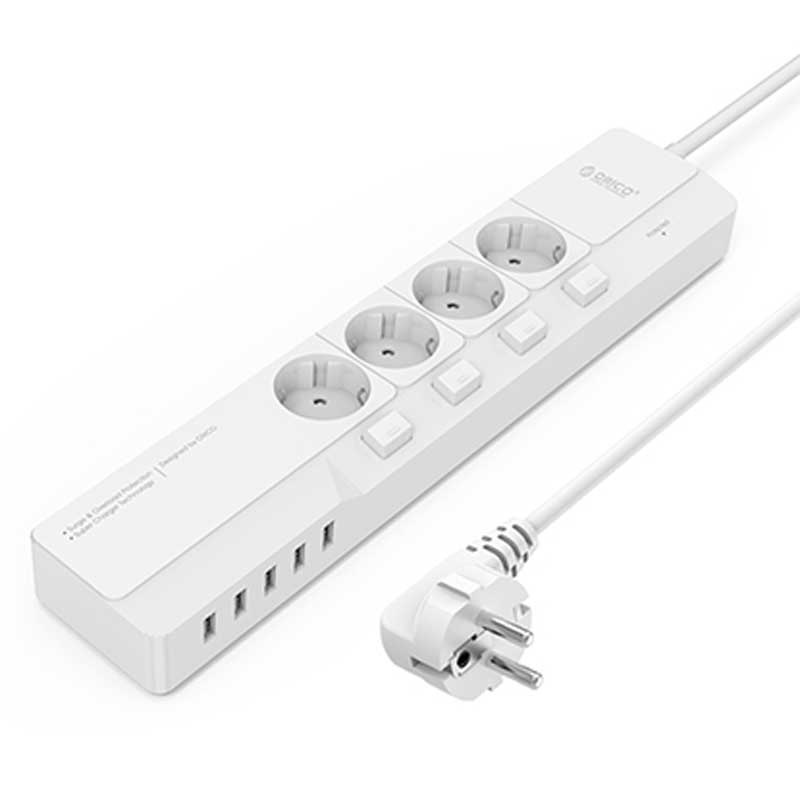 چند راهی 4 خانه اوریکو OSJ-4A5U-EU با کابل 1.5 متری + شارژر USB