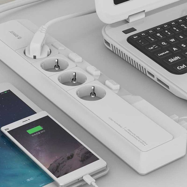 چند راهی 4 خانه اوریکو OSJ-4A5U-EU با کابل 1.5 متری + شارژر USB