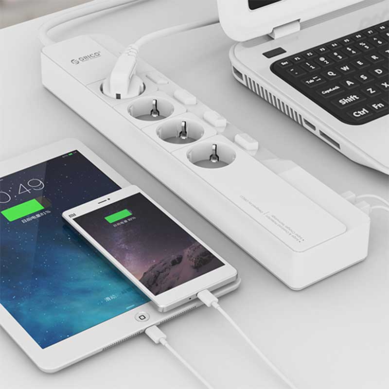 چند راهی 4 خانه اوریکو OSJ-4A5U-EU با کابل 1.5 متری + شارژر USB