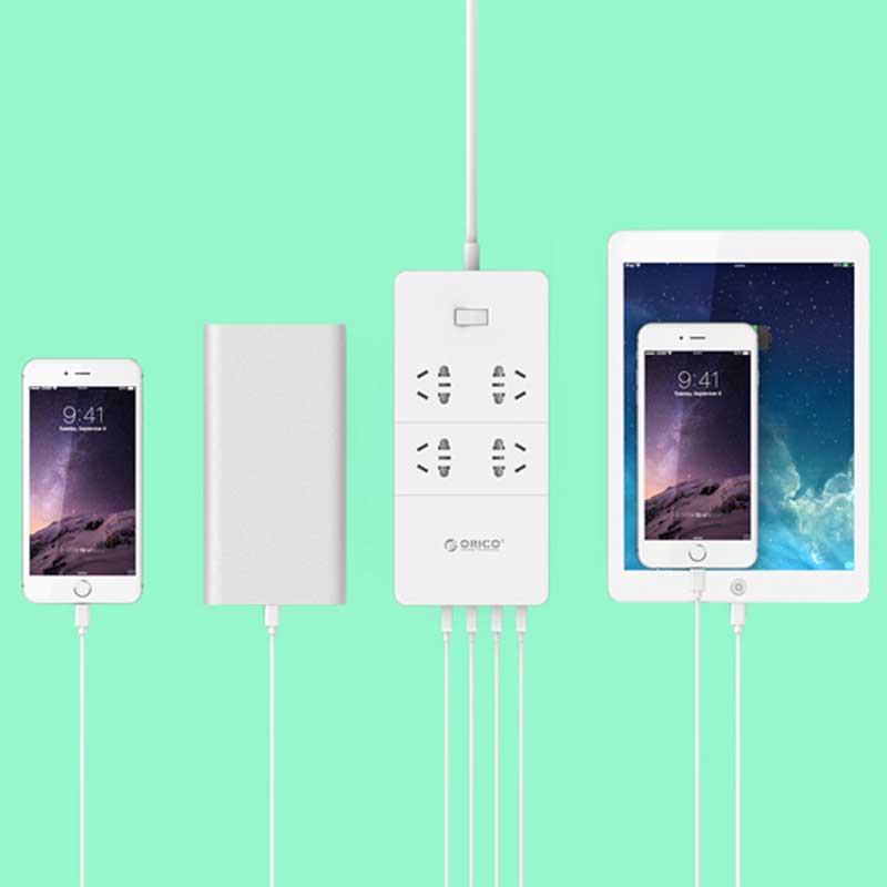 چند راهی 4 خانه اوریکو HPC-4A5U-V1 با کابل 1.5 متری + شارژر USB