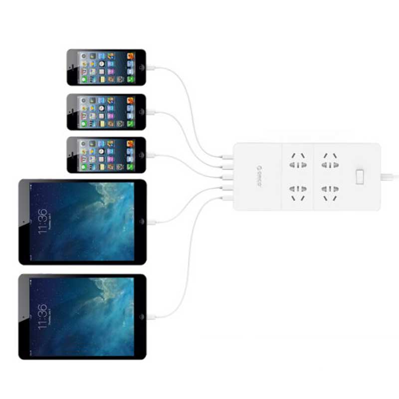 چند راهی 4 خانه اوریکو HPC-4A5U-V1 با کابل 1.5 متری + شارژر USB