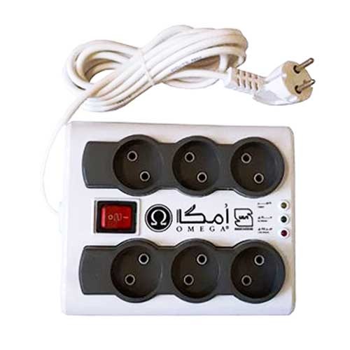 محافظ برق صوتی تصویری 6 خانه امگا P6000 با کابل 5 متری
