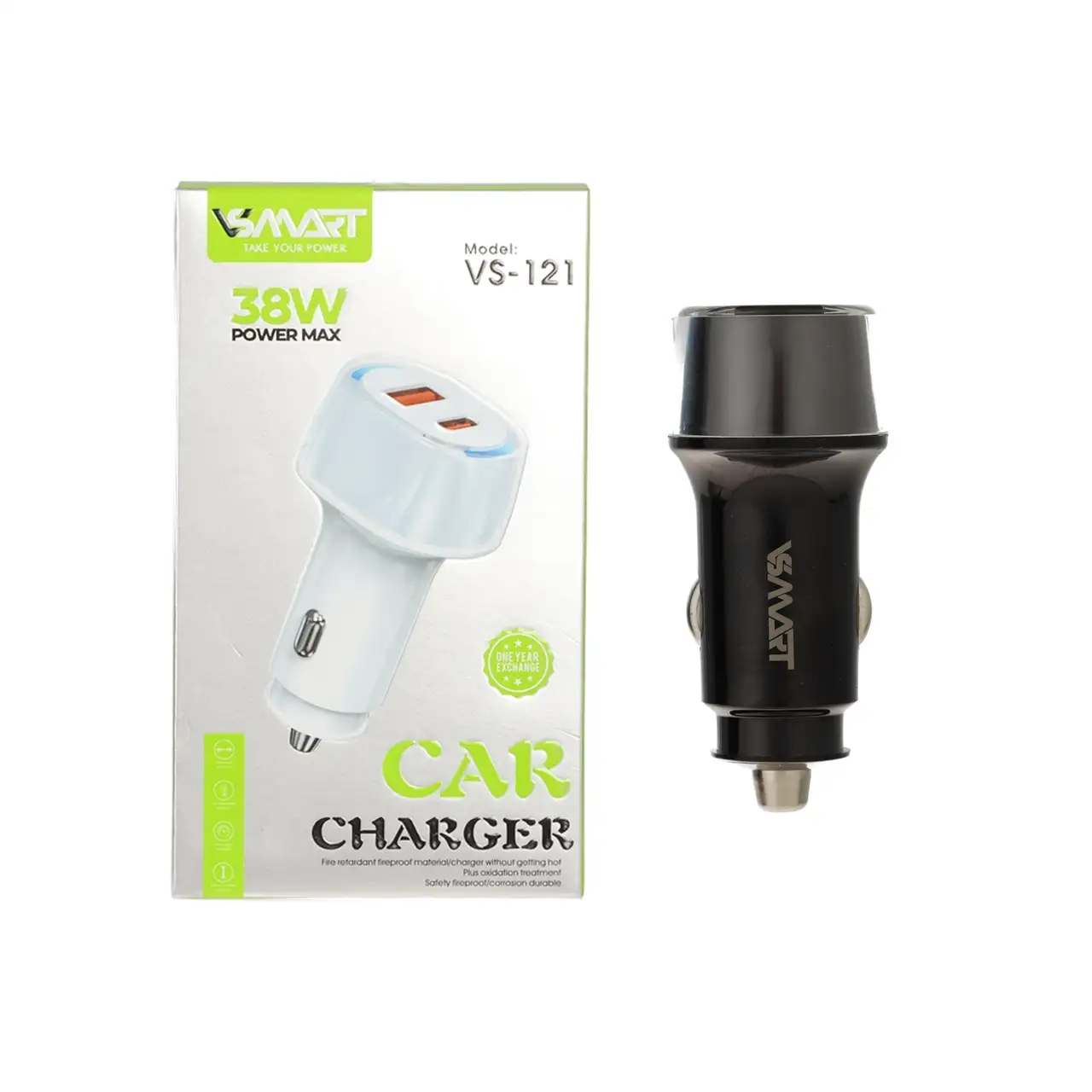 شارژر فندکی فست دو پورت V-Smart مدل VS-121 38W - مشکی - BSA