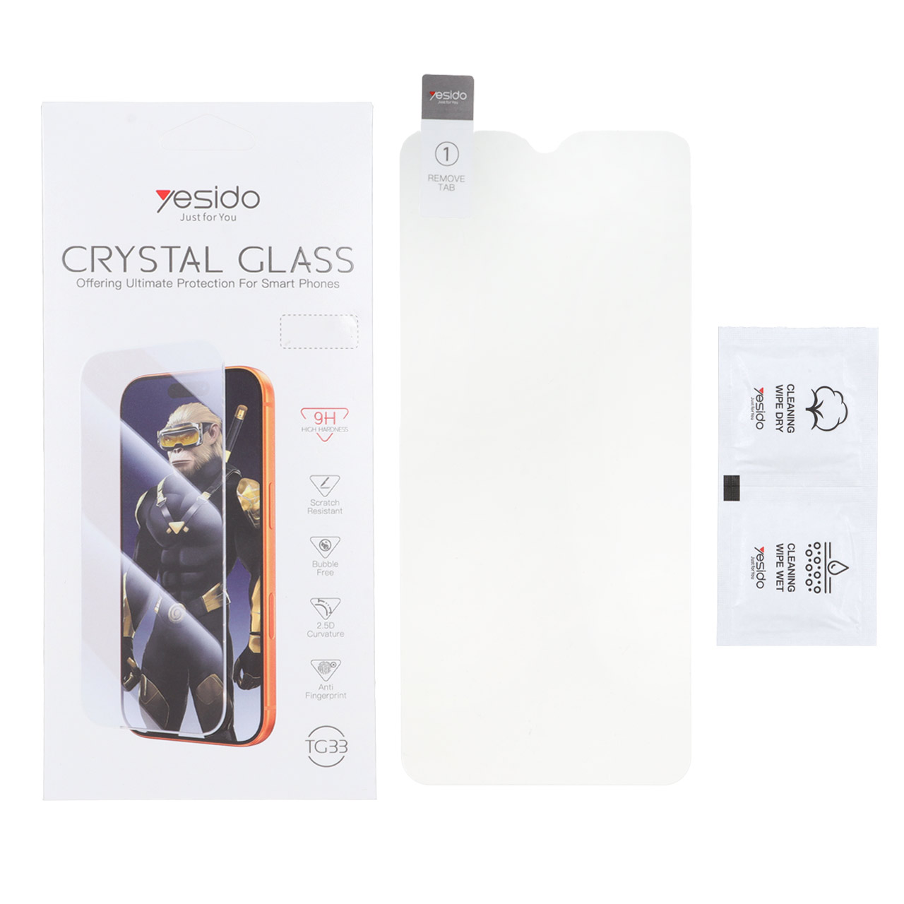 محافظ صفحه نمایش شیشه ای اورجینال بدون حاشیه Crystal Glass Yesido TG33 مدل Samsung Galaxy A10 / A10s / M10 / M20 / M01s (پک دار)