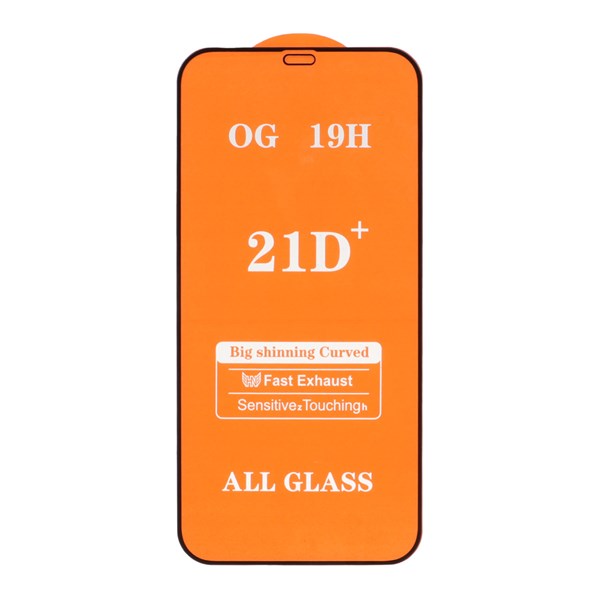 محافظ صفحه نمایش شیشه ای Apple iPhone 12 Pro Max - Full Cover 21D -(بدون پک) - مشکی
