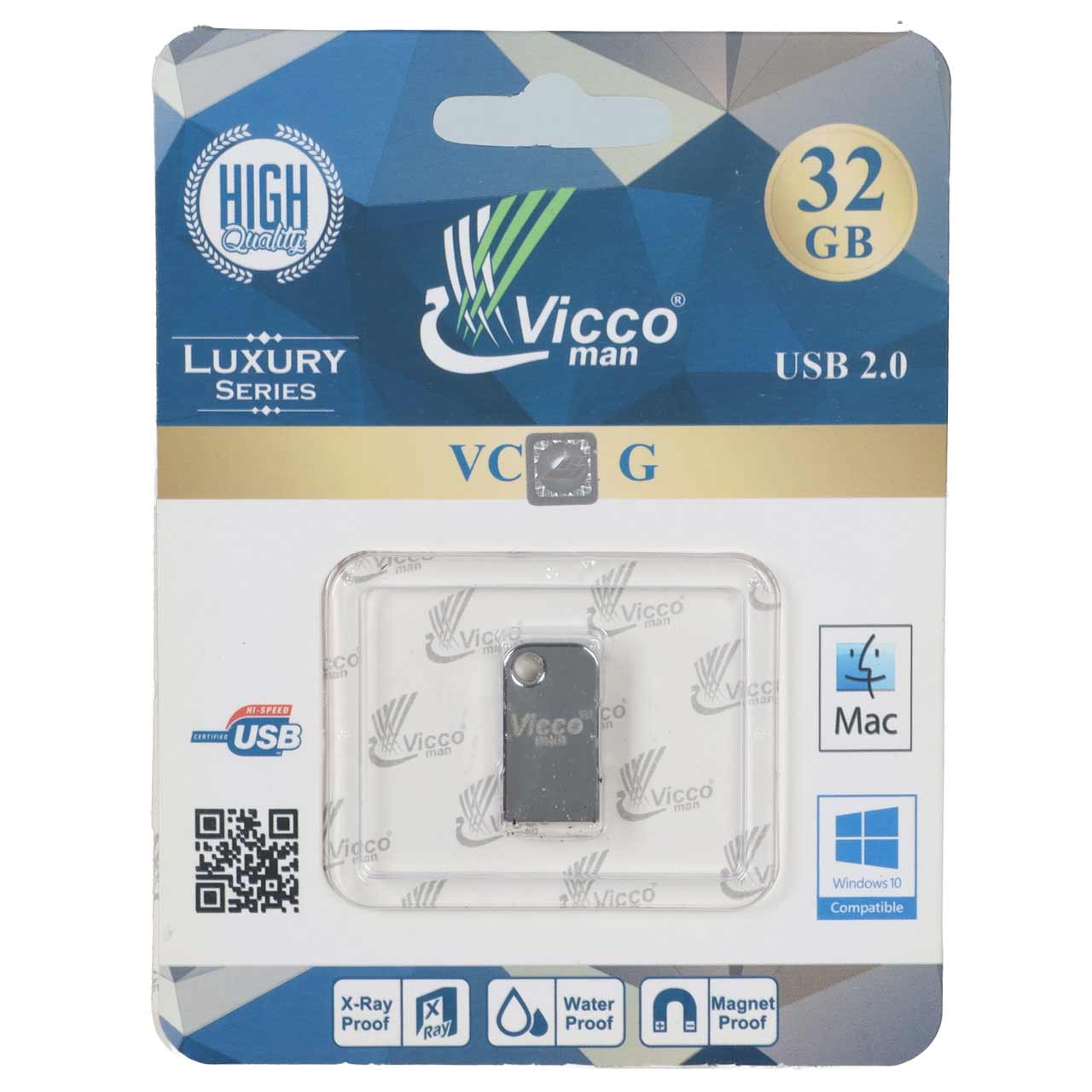 فلش مموری Vicco man USB2.0 مدل VC280 S ظرفیت 32GB - نقره ای (گارانتی مادام‌العمر رایانه نوین سگال)