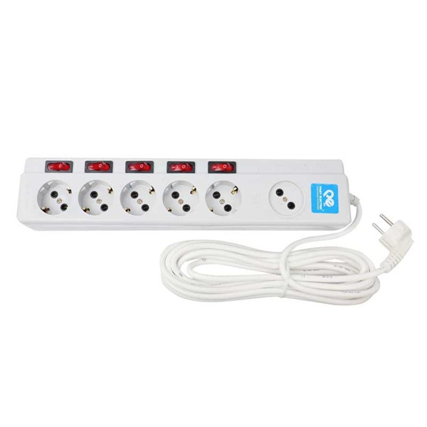 چند راهی 5+1 خانه فیوز دار پارت الکتریک PE2162 با کابل 5 متری