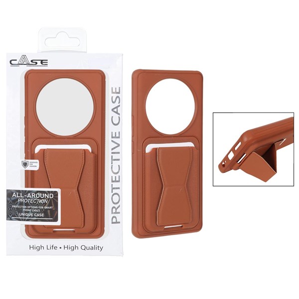 قاب چرمی Magsafe جاکارتی استندشو مگنتی Honor X9c - قهوه ای (پک دار)