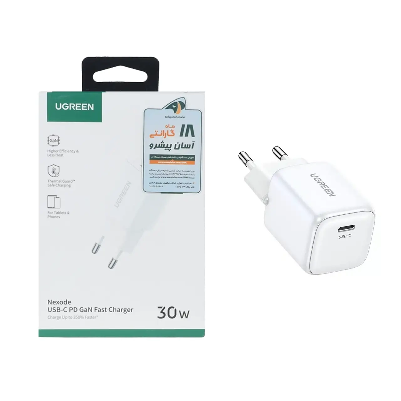 شارژر دیواری PD و فست تک پورت UGREEN مدل Nexode CD319 30W - سفید (گارانتی 18 ماهه آسان پیشرو)(15326)