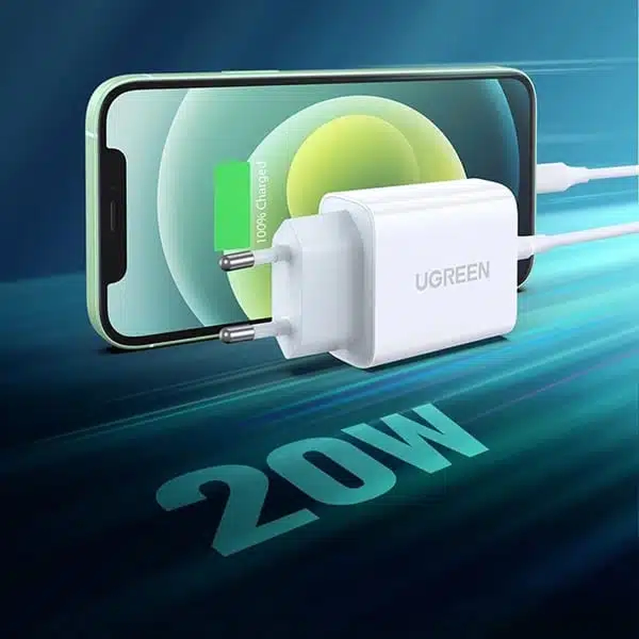 شارژر دیواری PD و فست تک پورت UGREEN مدل CD137 20W - سفید (گارانتی 18 ماهه آسان پیشرو)(60450)