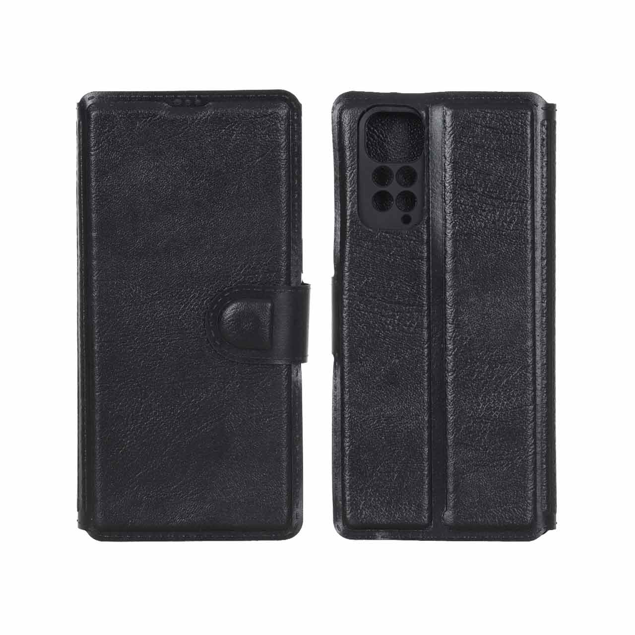 کیف موبایل چرمی مگنتی محافظ لنزدار Xiaomi Redmi Note 11 4G / Redmi Note 11S - مشکی کد 1