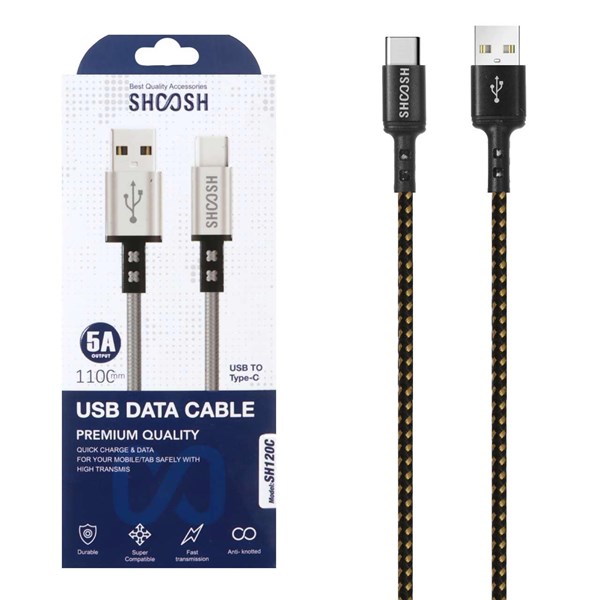 کابل شارژ کنفی 1.1 متری فست Shoosh Type-C مدل SH120C - مشکی طلایی - SMO