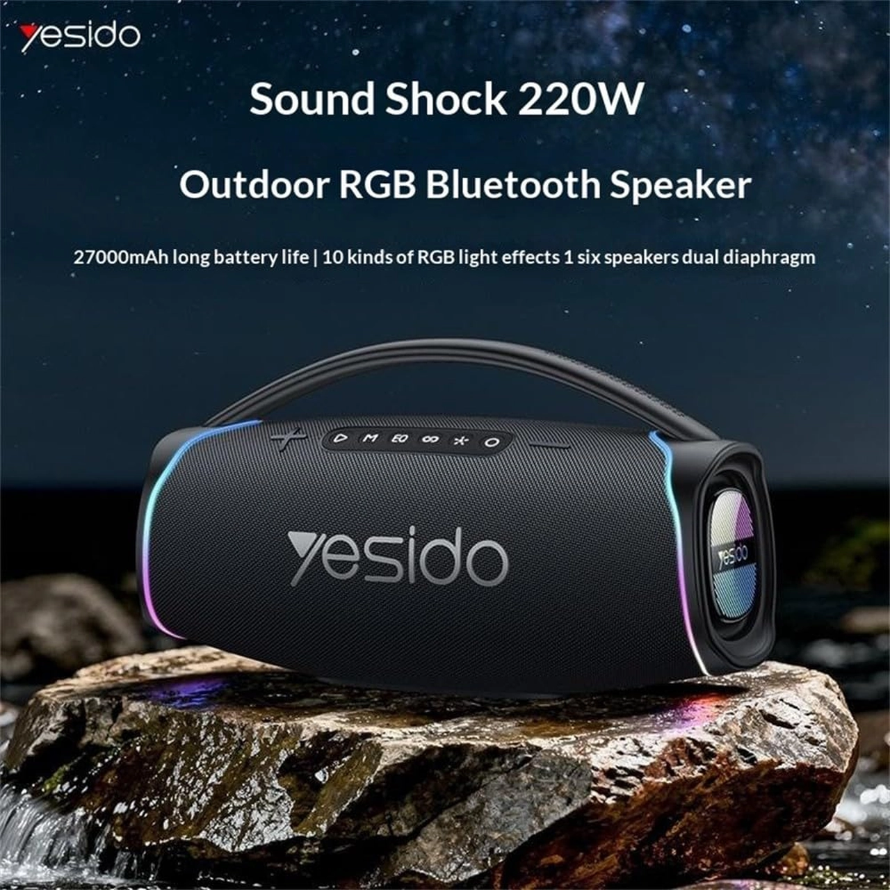 اسپیکر بی سیم Yesido ضد آب مدل مدل YSW46 220W - مشکی (گارانتی 18 ماهه تعویض نیکان همراه)