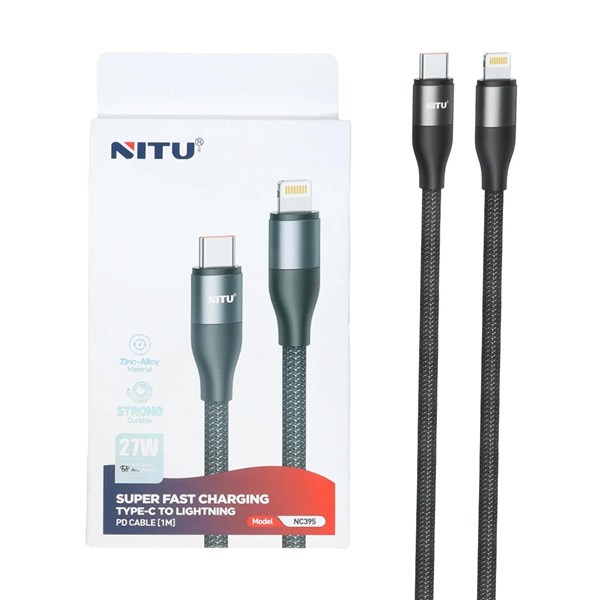 کابل شارژ فست Nitu Type-C To Lightning مدل NC395 27W - مشکی (گارانتی12 ماهه تعویض نیکان همراه)