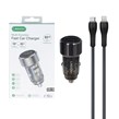 شارژر فندکی PD و فست دو پورت +Lindos مدل CR-10 83W به همراه کابل شارژ Type-C To Lightning - مشکی (گارانتی تعویض یکساله شرکتی)
