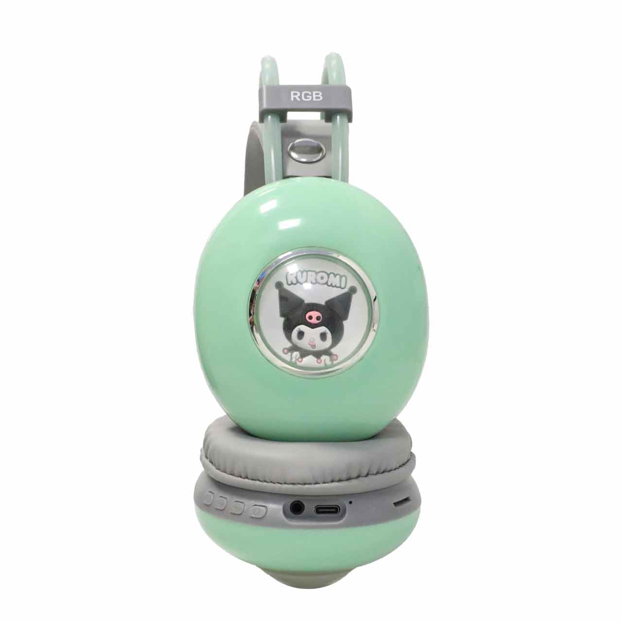 هدفون فانتزی بی سیم Kuromi مدل AH-980Y - طوسی سبز (پک ضعیف)