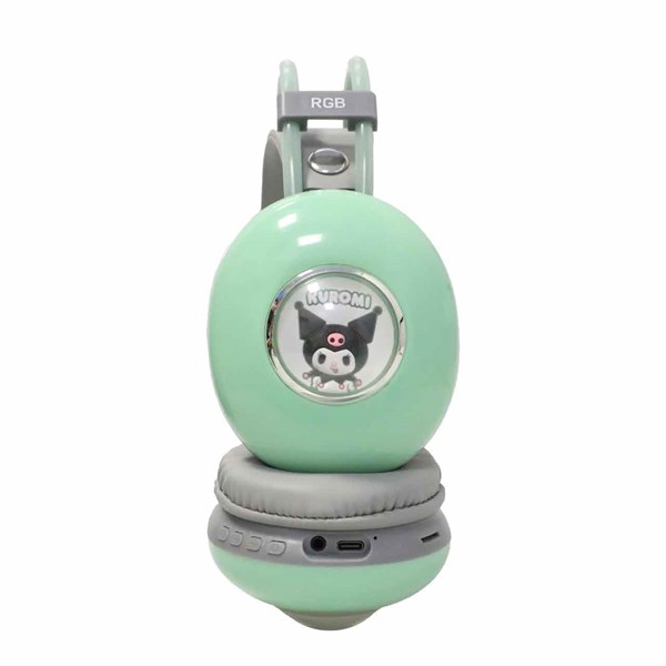 هدفون فانتزی بی سیم Kuromi مدل AH-980Y - طوسی سبز (پک ضعیف)