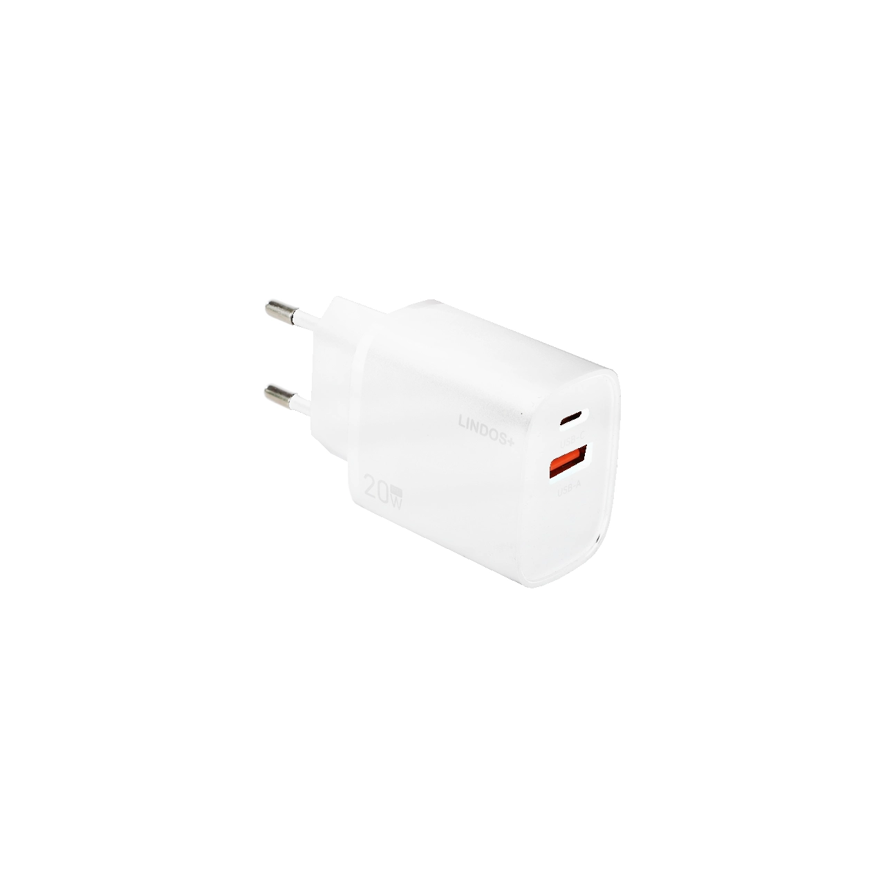 شارژر دیواری PD و فست دو پورت +Lindos مدل LN-CH40 20W به همراه کابل شارژ Type-C - سفید (گارانتی تعویض یکساله شرکتی)