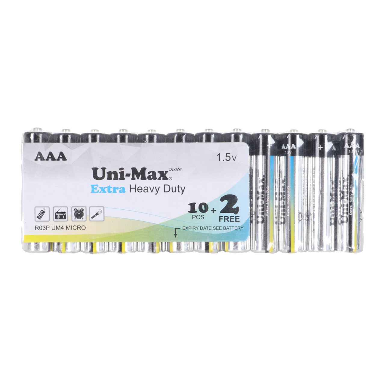 باتری نیم قلم Uni-Max AAA مدل Extra Heavy Duty R03P (شرینگ بسته 12 عددی)