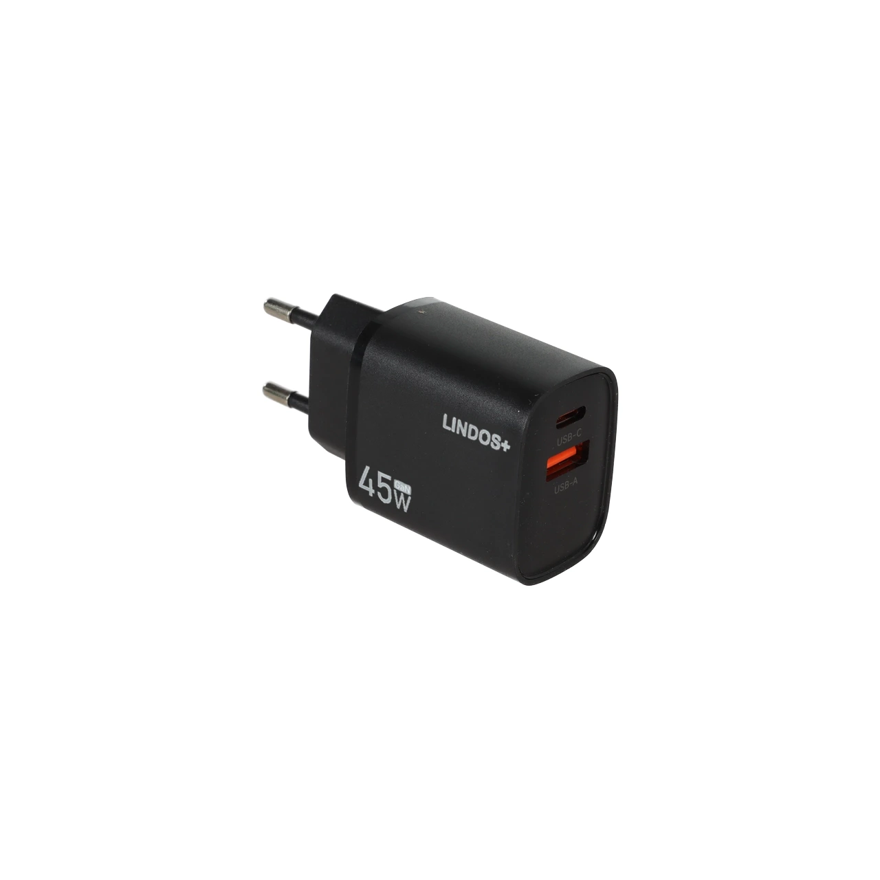 شارژر دیواری فست و PD دو پورت +Lindos مدل LN-CH50 40W به همراه کابل شارژ Type-C To Lightning - مشکی (گارانتی تعویض یکساله شرکتی)