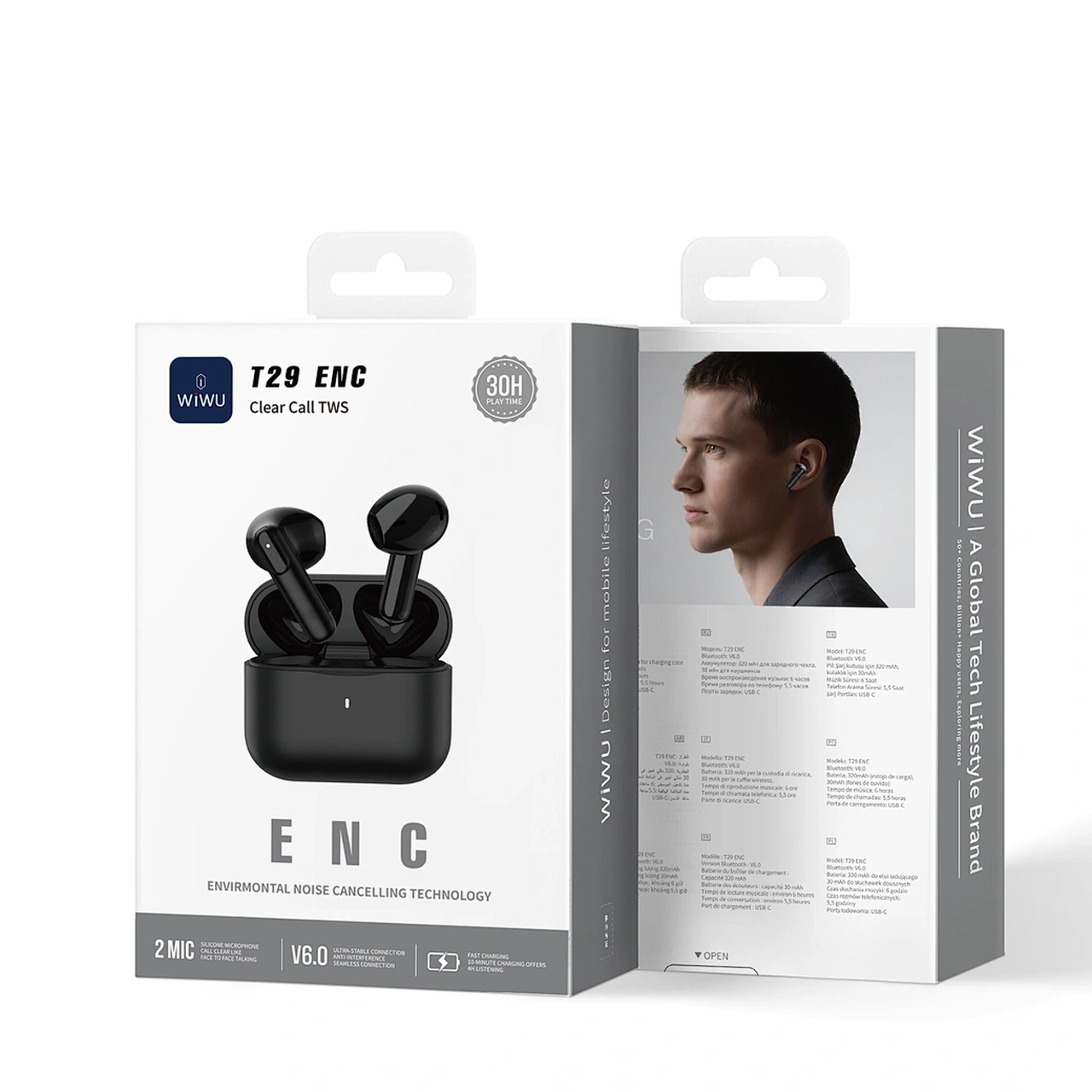 ایرفون بی سیم Wiwu مدل T29 ENC - مشکی (گارانتی شش ماهه شرکتی)