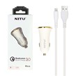 شارژر فندکی فست تک پورت NITU مدل NT-CC802F به همراه کابل شارژ آیفون - سفید (گارانتی 18 ماه تعویض نیکان همراه)
