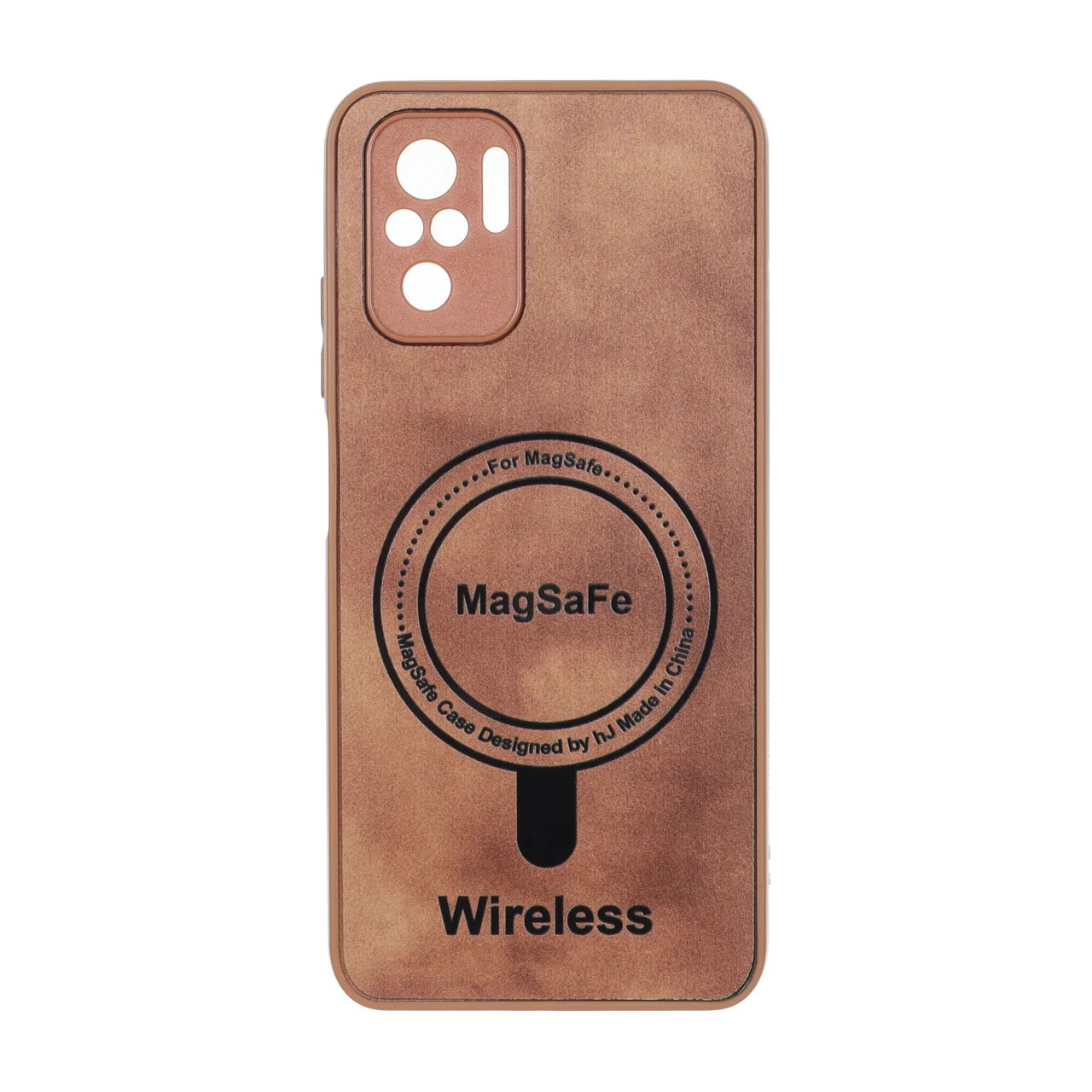 قاب Wireless طرح مگ سیف محافظ لنز برجسته Xiaomi Redmi Note 10 4G / Redmi Note 10S / Poco M5S - عسلی