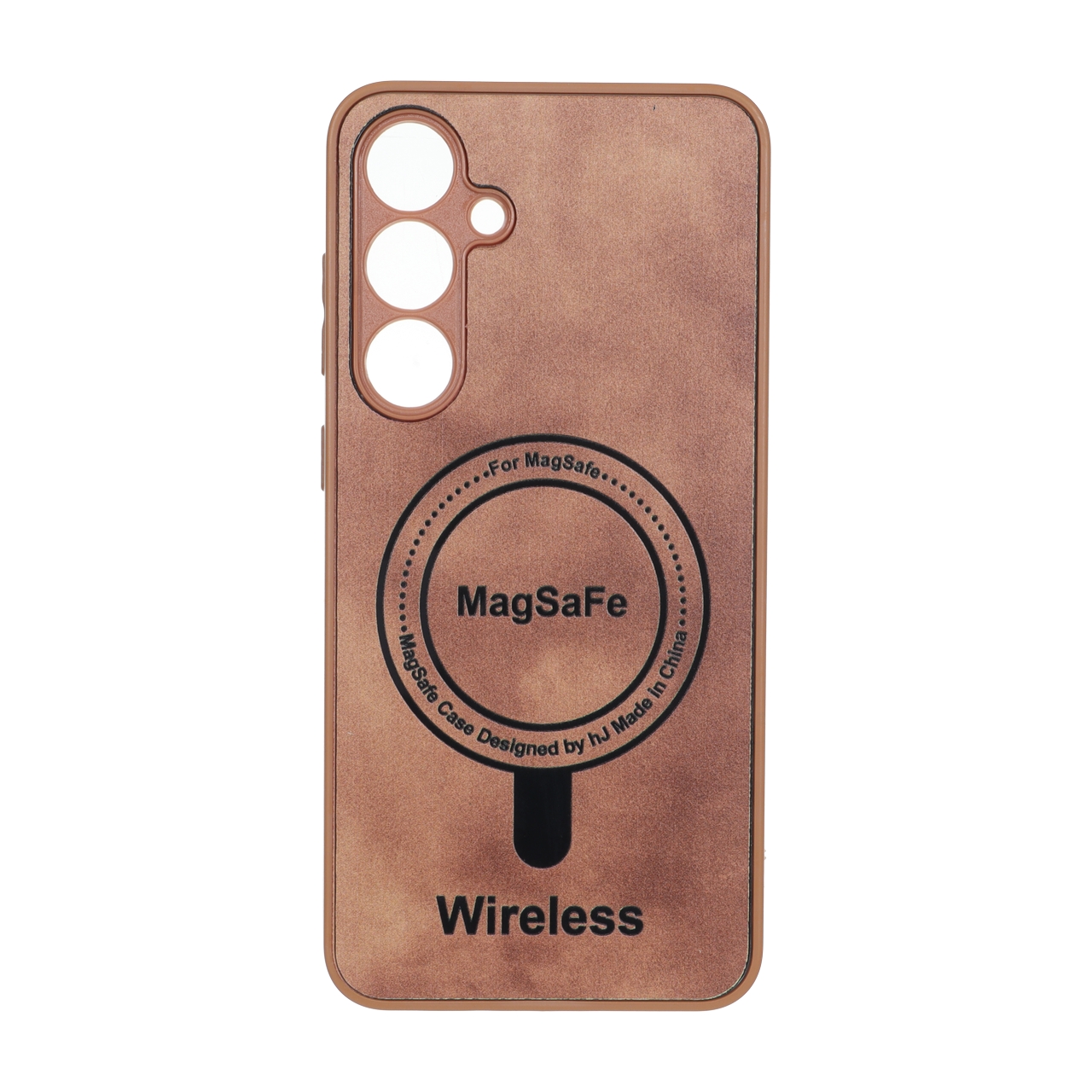 قاب Wireless طرح مگ سیف محافظ لنز برجسته Samsung Galaxy S24 FE - عسلی