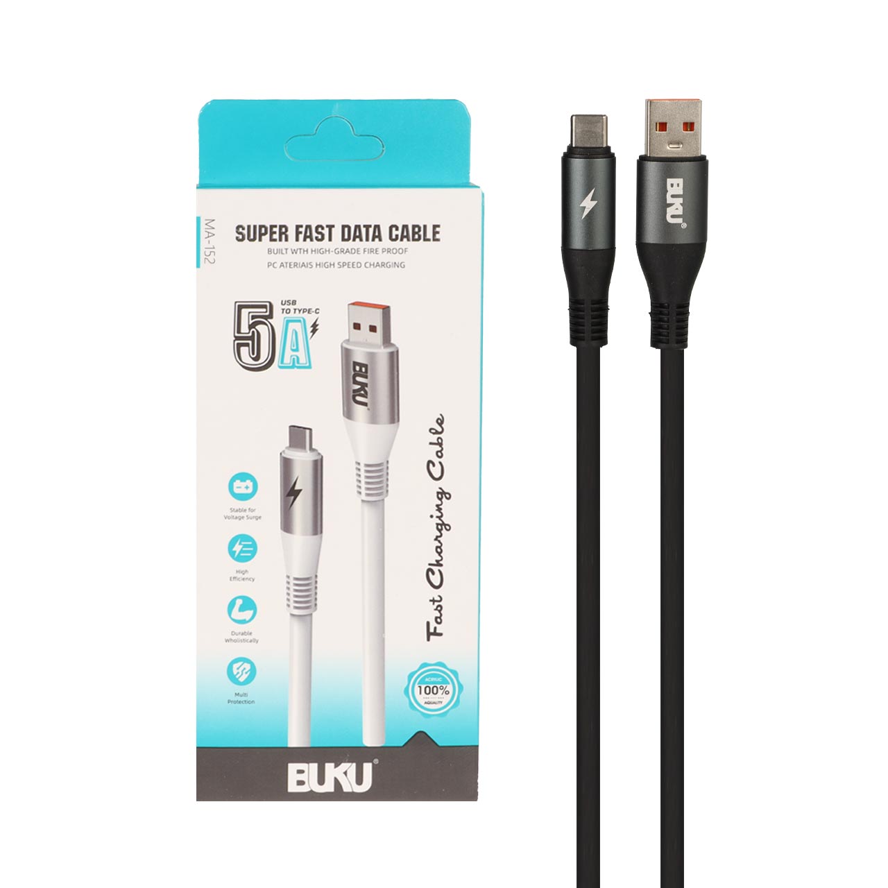 کابل شارژ فست BUKU Type-C مدل MA-152 - مشکی - MMS