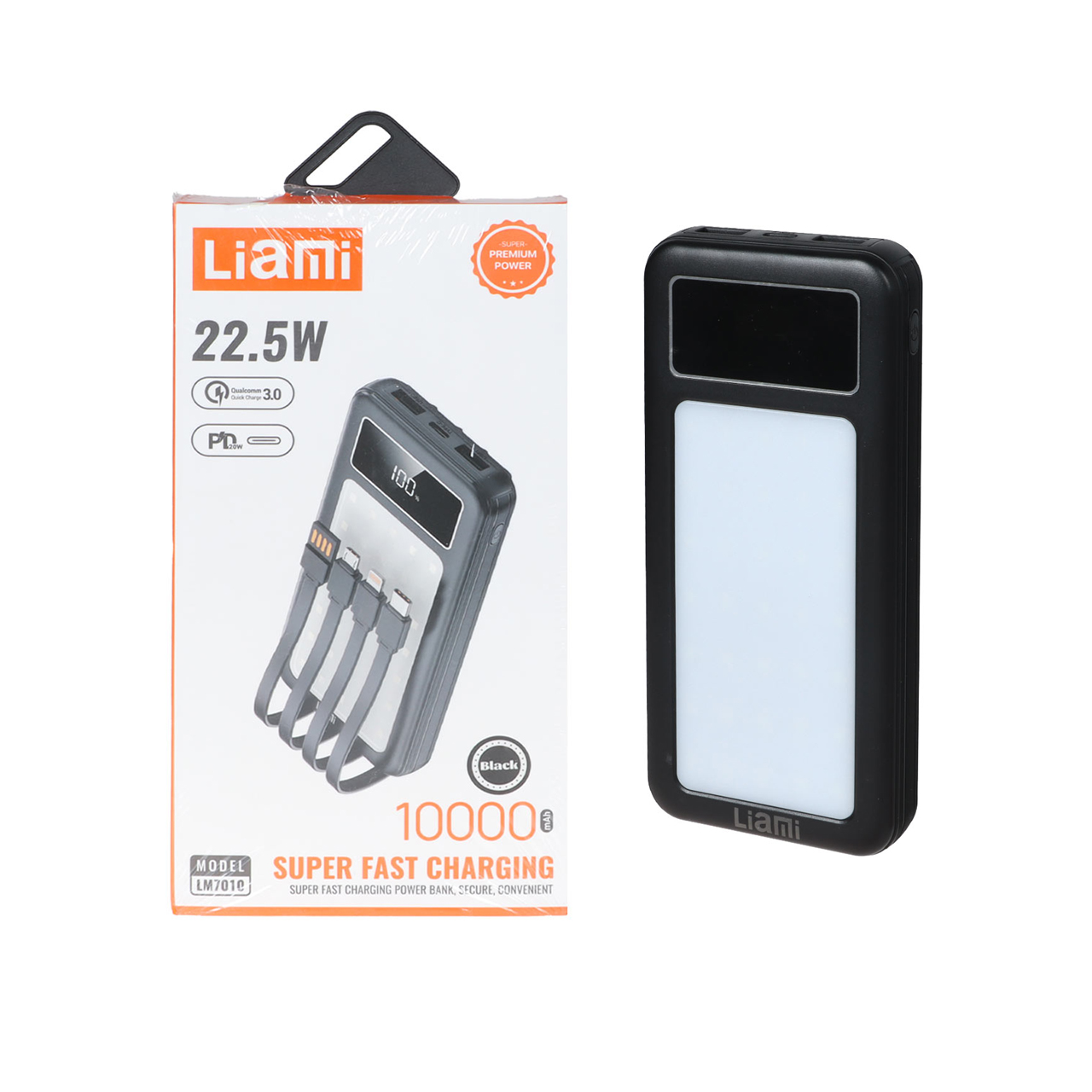 پاوربانک PD و فست شارژ Liami 10000Ah مدل LM7010 22.5W - مشکی (گارانتی شش ماهه شرکتی)