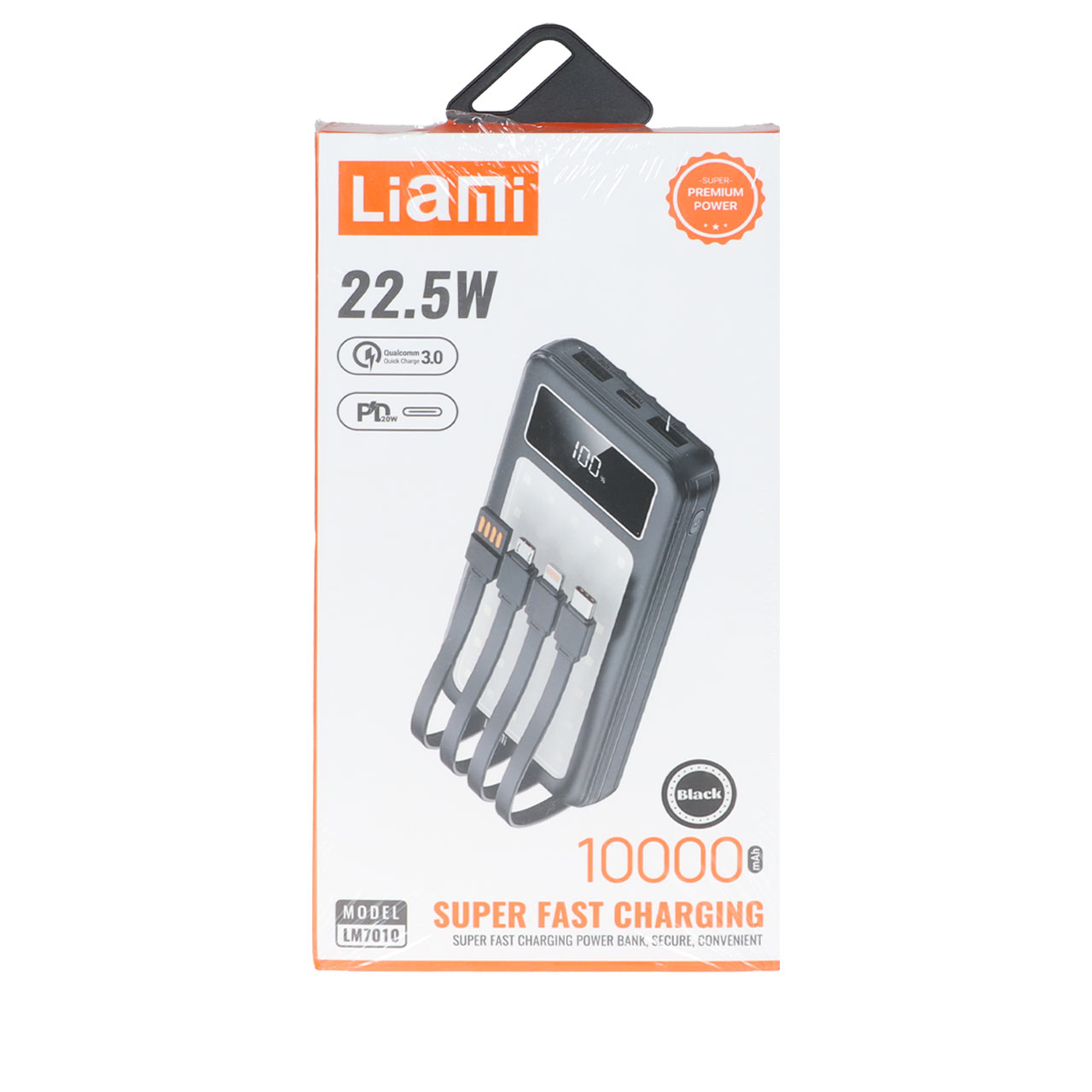 پاوربانک PD و فست شارژ Liami 10000Ah مدل LM7010 22.5W - مشکی (گارانتی شش ماهه شرکتی)