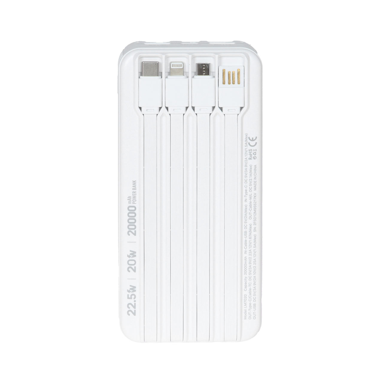 پاوربانک PD و فست شارژ Liami 20000Ah مدل LM7020 22.5W - سفید (گارانتی شش ماهه شرکتی)