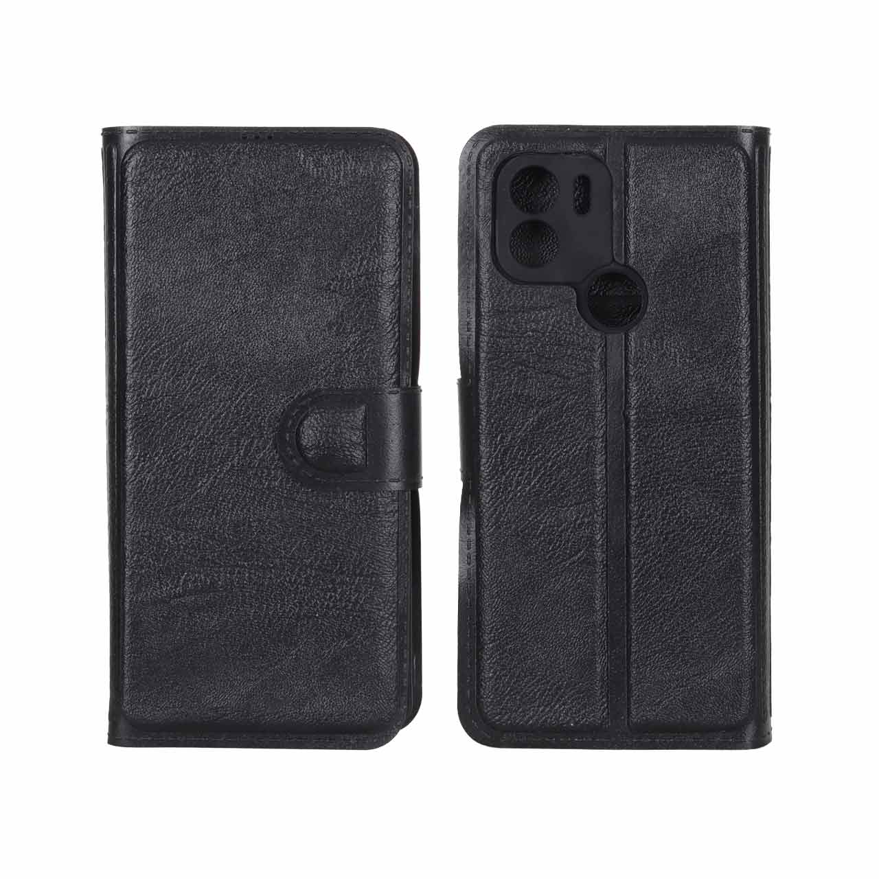 کیف موبایل چرمی مگنتی محافظ لنزدار Xiaomi Redmi A1 Plus / Redmi A2 Plus - مشکی