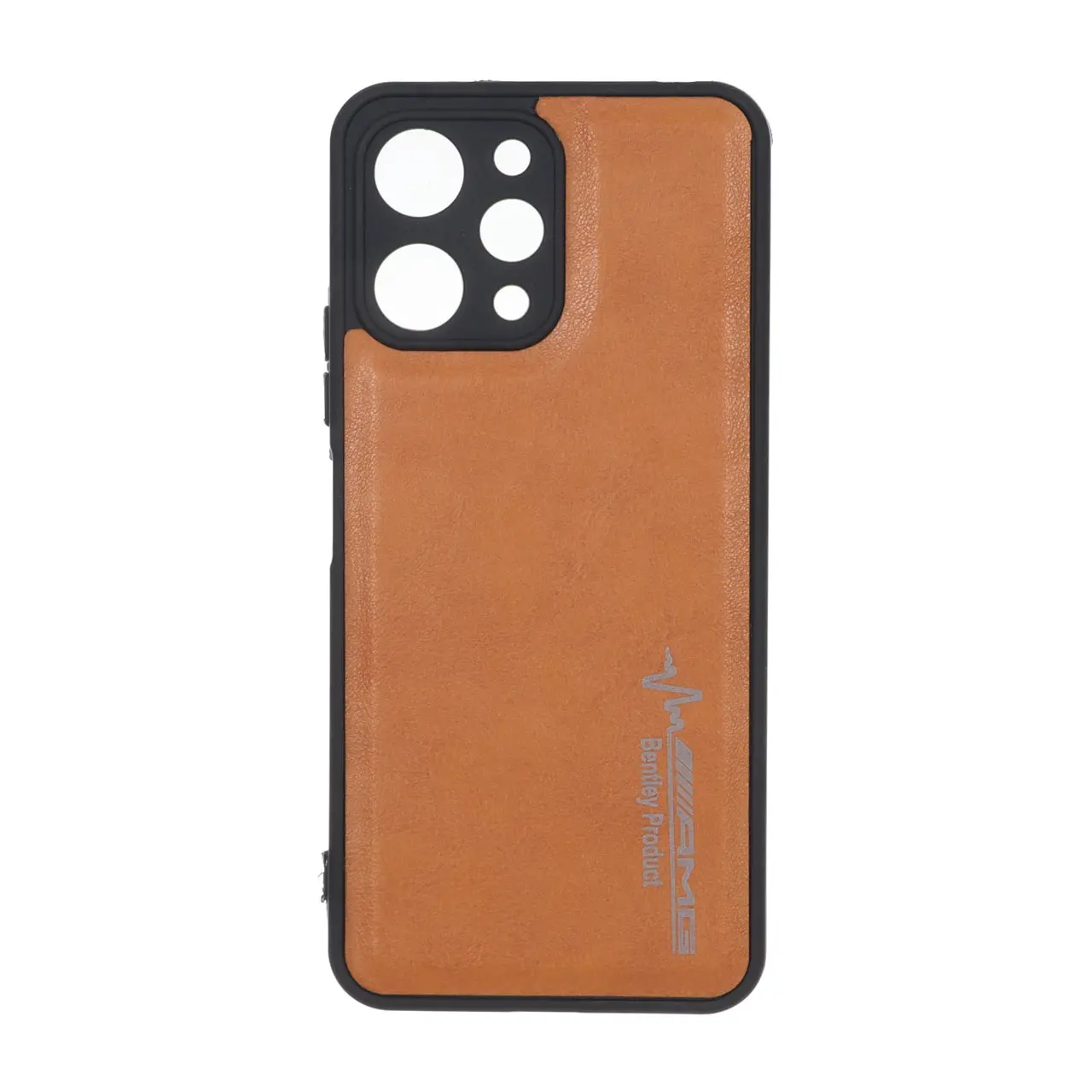 قاب طرح چرم AMG محافظ لنزدار Xiaomi Redmi 12 / Poco M6 Pro 5G - عسلی