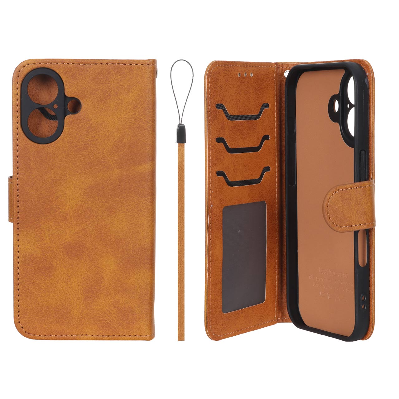 کیف موبایل مگنتی درجه یک داخل خز MNC Plus مدل Apple iPhone 17 - عسلی