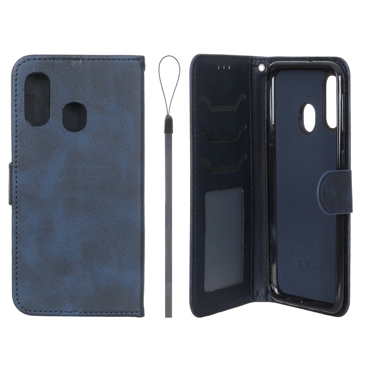 کیف موبایل مگنتی درجه یک داخل خز MNC Plus مدل Samsung Galaxy A40 - سرمه ای